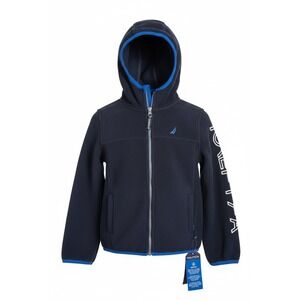 Nautica Kids Navy Blue Fleece Zip Up Hoodie Jacket Boys, Size S/4, NWT